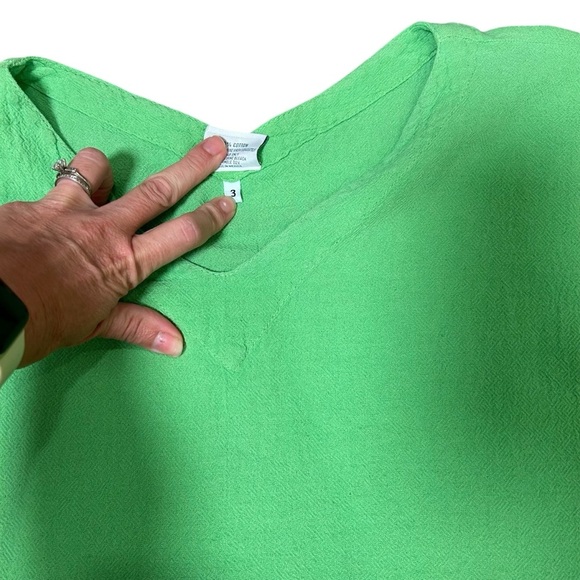 Oh My Gauze green short sleeve asymmetrical cotton Top size 3 XXL 2xl lagenlook - Picture 5 of 8